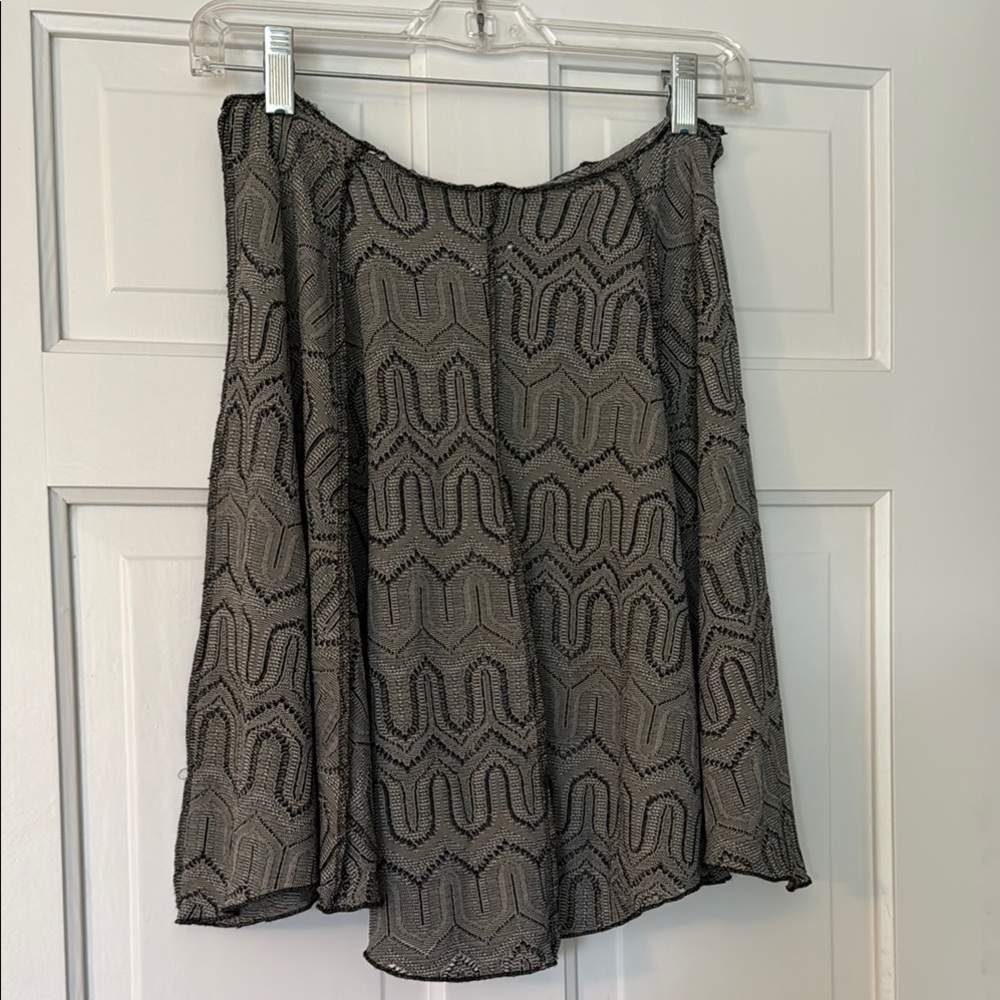 Black A-Line Skirt with Geometric Pattern